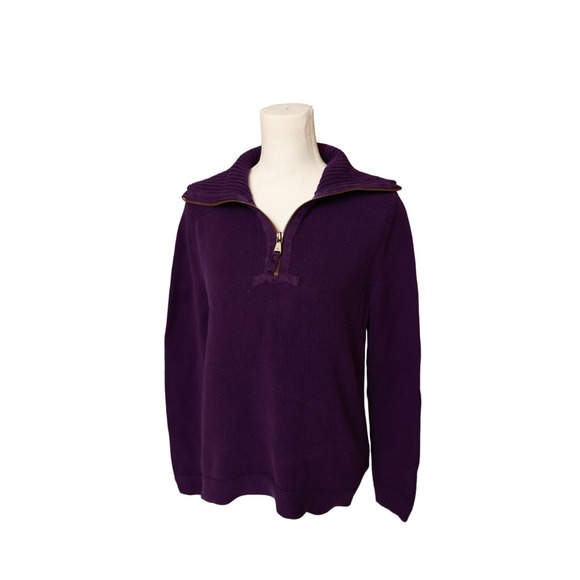 Lauren by‎ Ralph Lauren Purple 1/4 Zip Collared Long Sleeve Sweater Size Medium - Picture 1 of 6